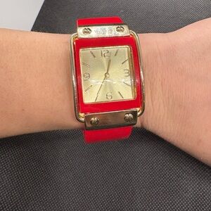 Vintage Red and Gold Japan movement Wearable Watch needs battery